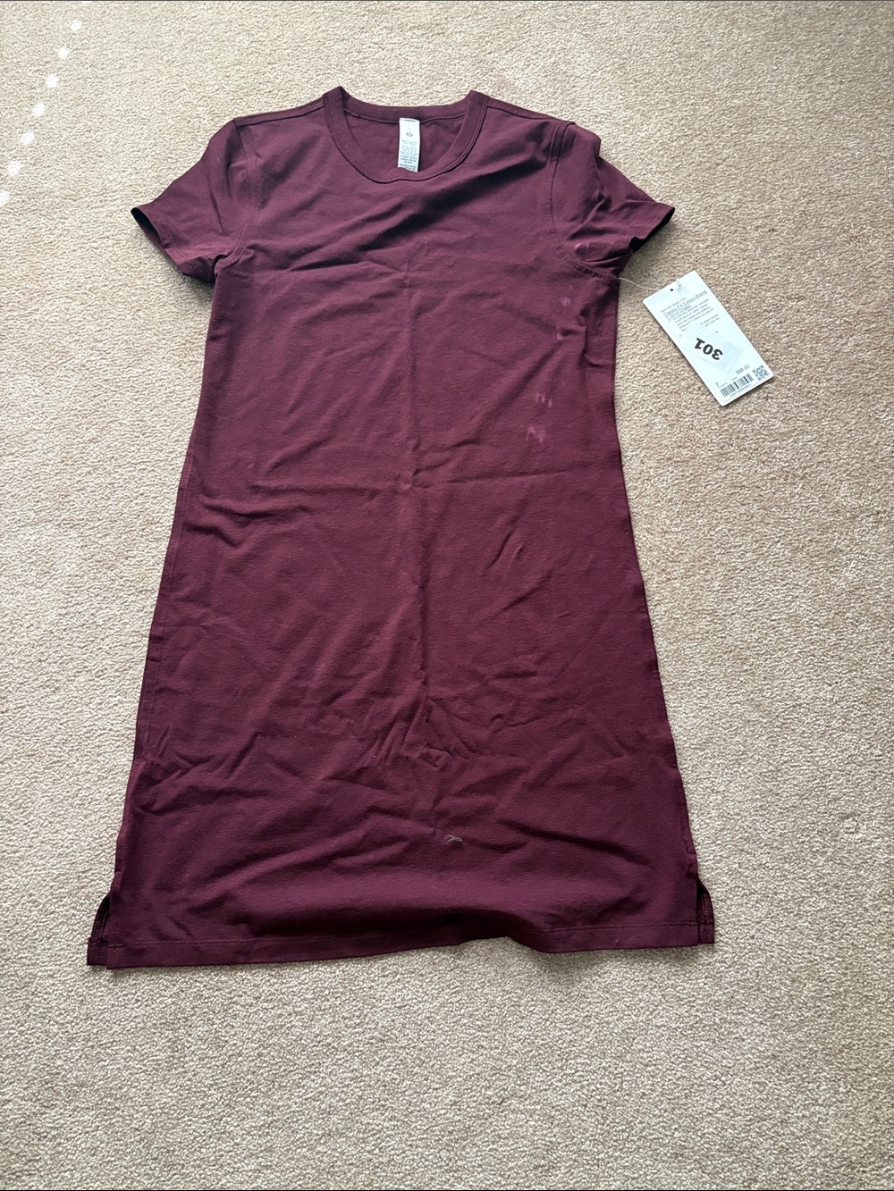 Women’s Lululemon Crewneck T-Shirt Dress in Deep Burgundy